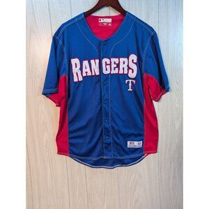Rangers Men’s Blue and Red Baseball Jersey - Majestic